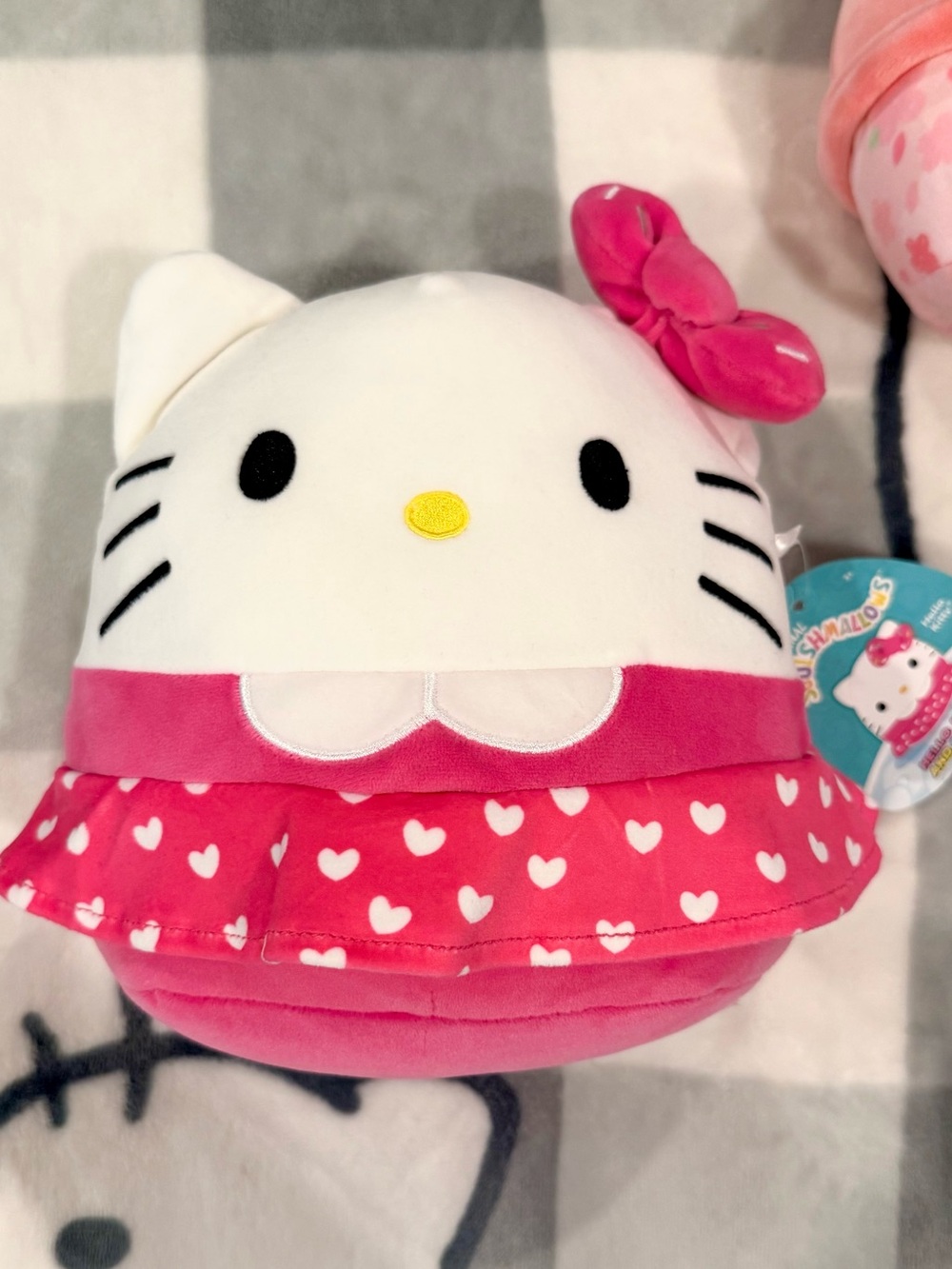 Sanrio Hello Kitty Pink and White Heart Dress Squishmallow